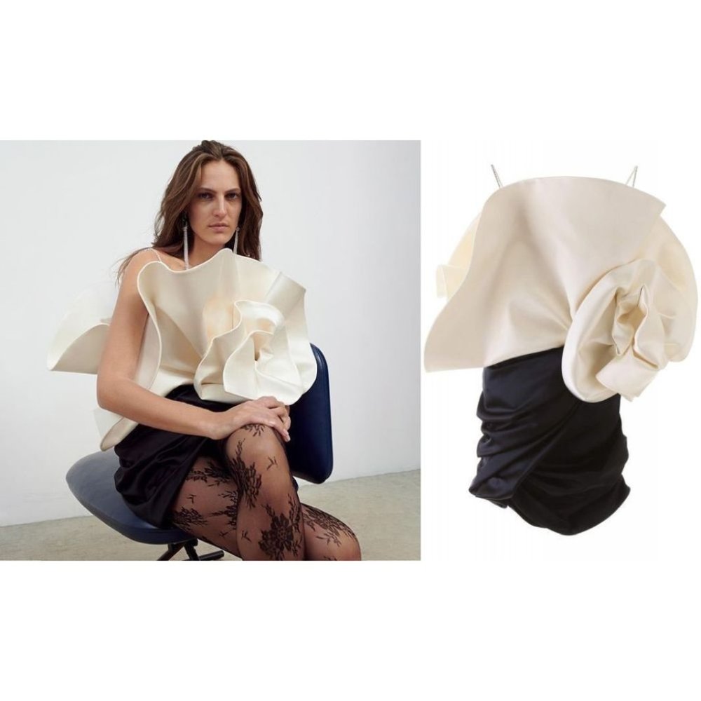 Magda Butrym Cream and Black Mini Dress